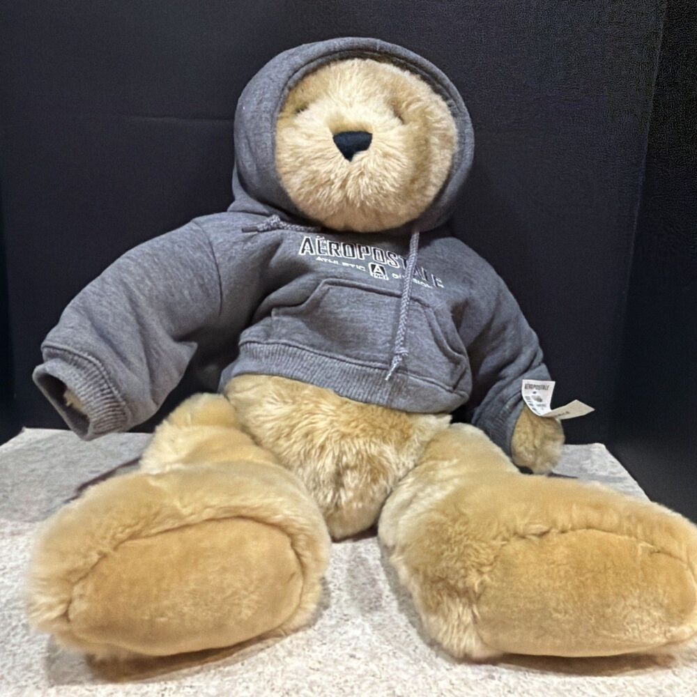 Aeropostale Teddy Bear Grey Hoodie  Plush new with tags